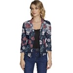 Flower Pattern Women s Casual 3/4 Sleeve Spring Jacket