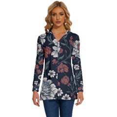 Long Sleeve Drawstring Hooded Top 