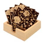 Flower Pattern Bamboo Coaster Set