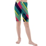 Abstract Geometric Design Pattern Kids  Mid Length Swim Shorts