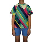 Abstract Geometric Design Pattern Kids  Short Sleeve Swimwear