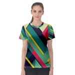Abstract Geometric Design Pattern Women s Sport Mesh T-Shirt