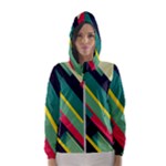 Abstract Geometric Design Pattern Women s Hooded Windbreaker