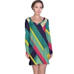 Abstract Geometric Design Pattern Long Sleeve Nightdress