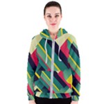 Abstract Geometric Design Pattern Women s Zipper Hoodie