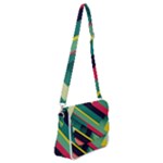 Abstract Geometric Design Pattern Shoulder Bag with Back Zipper