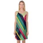 Abstract Geometric Design Pattern Sleeveless Satin Nightdress