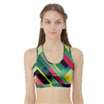 Abstract Geometric Design Pattern Sports Bra with Border