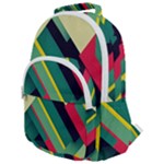 Abstract Geometric Design Pattern Rounded Multi Pocket Backpack