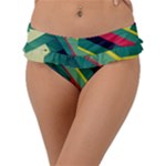 Abstract Geometric Design Pattern Frill Bikini Bottoms