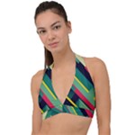 Abstract Geometric Design Pattern Halter Plunge Bikini Top