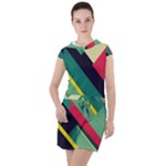 Abstract Geometric Design Pattern Drawstring Hooded Dress