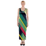 Abstract Geometric Design Pattern Fitted Maxi Dress