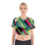Abstract Geometric Design Pattern Cotton Crop Top
