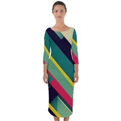 Quarter Sleeve Midi Bodycon Dress 