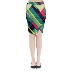 Abstract Geometric Design Pattern Midi Wrap Pencil Skirt from ArtsNow.com