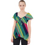 Abstract Geometric Design Pattern Lace Front Dolly Top