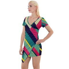 Short Sleeve Asymmetric Mini Dress 