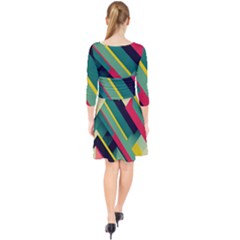 Quarter Sleeve Front Wrap Dress 