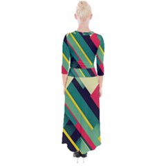 Quarter Sleeve Wrap Maxi Dress 