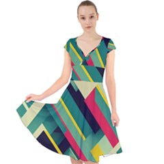 Cap Sleeve Front Wrap Midi Dress 