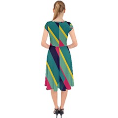 Cap Sleeve Front Wrap Midi Dress 