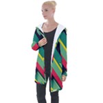 Abstract Geometric Design Pattern Longline Hooded Cardigan