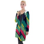 Abstract Geometric Design Pattern Hooded Pocket Cardigan