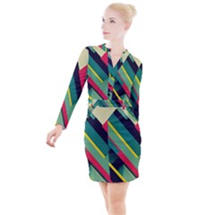 Button Long Sleeve Dress 