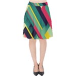 Abstract Geometric Design Pattern Velvet High Waist Skirt