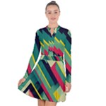 Abstract Geometric Design Pattern Long Sleeve Panel Dress