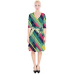 Abstract Geometric Design Pattern Wrap Up Cocktail Dress
