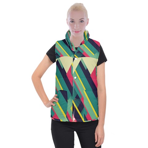 Abstract Geometric Design Pattern Women s Button Up Vest from ArtsNow.com