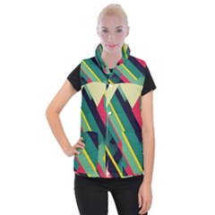Abstract Geometric Design Pattern Women s Button Up Vest from ArtsNow.com