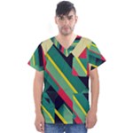 Abstract Geometric Design Pattern Men s V-Neck Scrub Top
