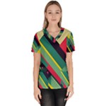 Abstract Geometric Design Pattern Women s V-Neck Scrub Top