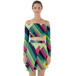 Abstract Geometric Design Pattern Off Shoulder Top with Skirt Set