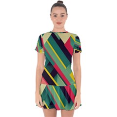 Drop Hem Mini Chiffon Dress 
