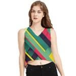 Abstract Geometric Design Pattern V-Neck Cropped Tank Top