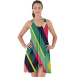 Abstract Geometric Design Pattern Show Some Back Chiffon Dress