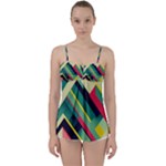 Abstract Geometric Design Pattern Babydoll Tankini Top