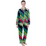 Abstract Geometric Design Pattern Women s Long Sleeve Satin Pajamas Set	