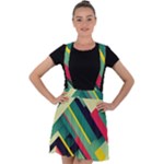 Abstract Geometric Design Pattern Velvet Suspender Skater Skirt