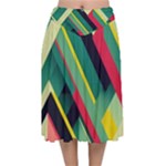 Abstract Geometric Design Pattern Velvet Flared Midi Skirt