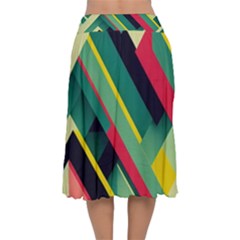 Velvet Flared Midi Skirt 