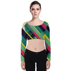 Velvet Long Sleeve Crop Top 