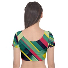 Velvet Short Sleeve Crop Top  