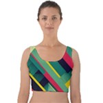 Abstract Geometric Design Pattern Velvet Crop Top
