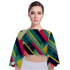 Tie Back Butterfly Sleeve Chiffon Top 