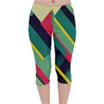 Abstract Geometric Design Pattern Velvet Capri Leggings 